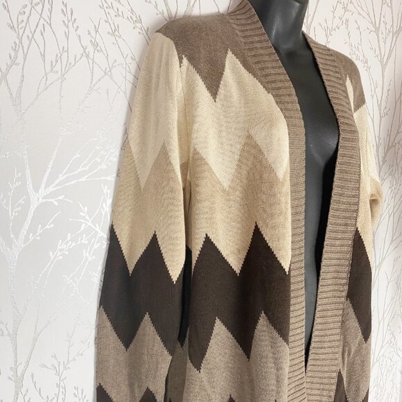 EIGHT EIGHT EIGHT Long Sleeve Cotton Open Front Chevron Cardigan NWT Large - Picture 3 of 10